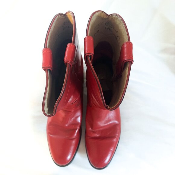 Justin Women's Vintage Red Kipskin Leather Roper Cowboy Boots (Sz: 8.5 B) - Picture 8 of 11